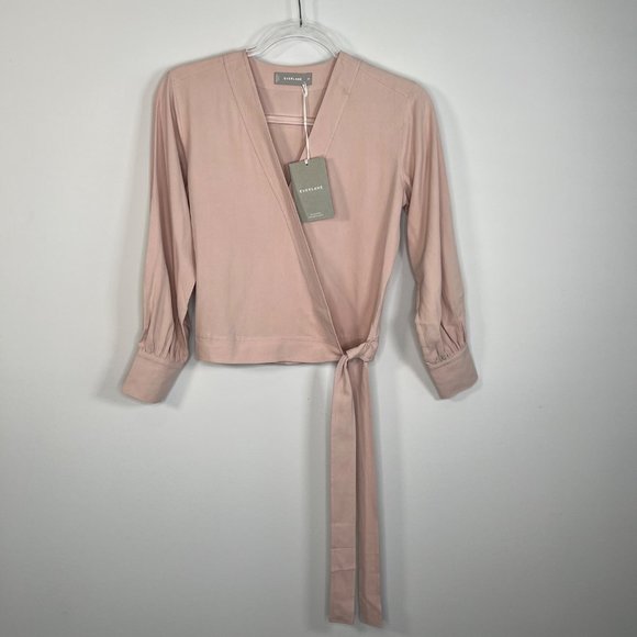 Everlane Washable Silk Wrap Top in Rose Size 00 NEW! - Picture 3 of 9